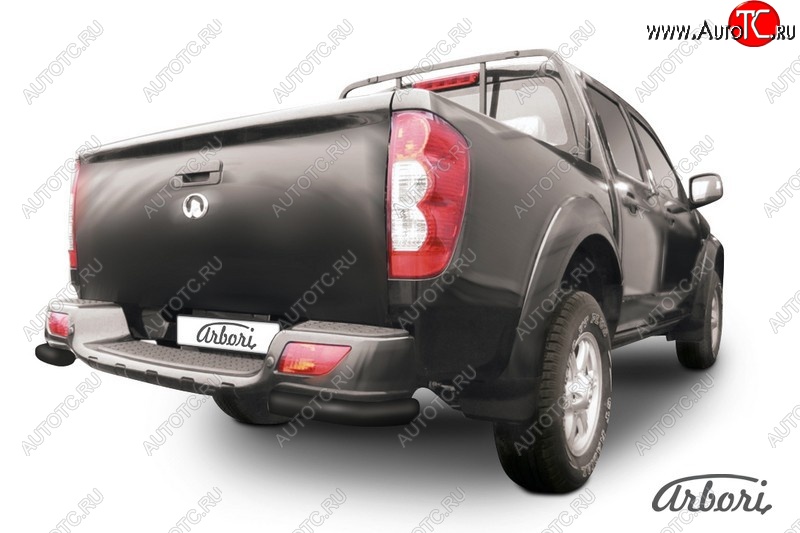 5 399 р. Защита заднего бампера Arbori (уголки, черная, 1 труба d57 mm). Great Wall Wingle 5 (2011-2017)  с доставкой в г. Керчь