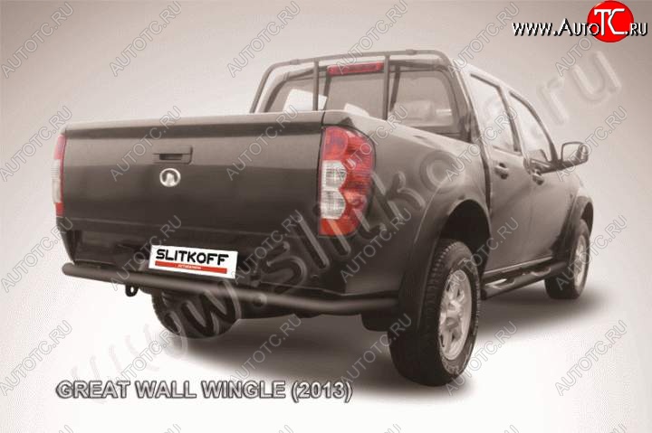 8 599 р. Защита заднего бампера из трубы d57 Slitkoff (длинная) Great Wall Wingle 5 (2011-2017) (Цвет: серебристый)  с доставкой в г. Керчь