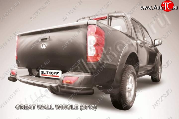 4 649 р. Защита заднего бампера из уголков d57 Slitkoff Great Wall Wingle 5 (2011-2017) (Цвет: серебристый)  с доставкой в г. Керчь