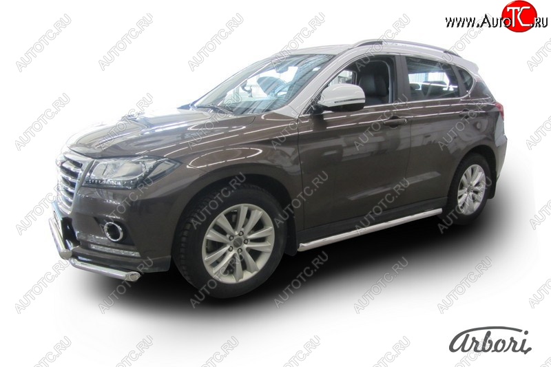12 869 р. Защита штатных порогов Arbori (нержавейка, d57 mm). Haval H2 (2014-2021)  с доставкой в г. Керчь