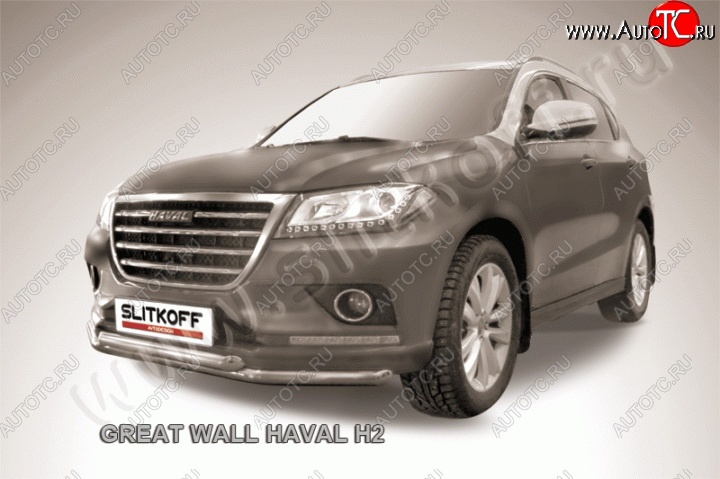 12 999 р. Двойная защита переднего бампера из труб диаметром по 57 мм Slitkoff  Haval H2 (2014-2021) (Нержавейка, Полированная)  с доставкой в г. Керчь