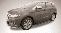 13 349 р. Алюминиевые пороги Slitkoff Optima Black Haval H2 (2014-2021)  с доставкой в г. Керчь. Увеличить фотографию 2