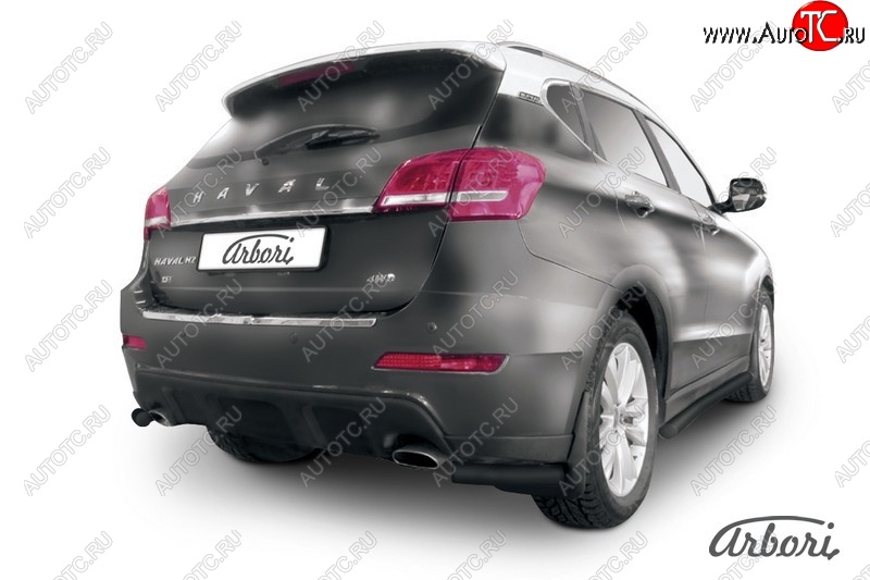 5 399 р. Защита заднего бампера Arbori (короткая, черная, 1 труба d57 mm). Haval H2 (2014-2021)  с доставкой в г. Керчь