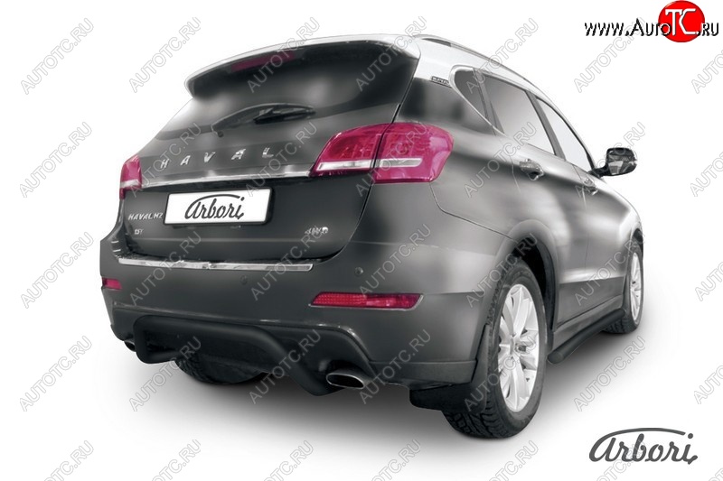 5 669 р. Защита заднего бампера Arbori (скоба, черная, 1 труба d57 mm). Haval H2 (2014-2021)  с доставкой в г. Керчь
