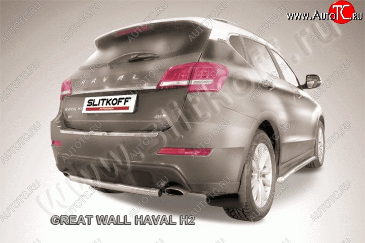 8 699 р. Защита заднего бампера из короткой трубы диаметром 57 мм Slitkoff  Haval H2 (2014-2021) (Нержавеющая сталь)  с доставкой в г. Керчь