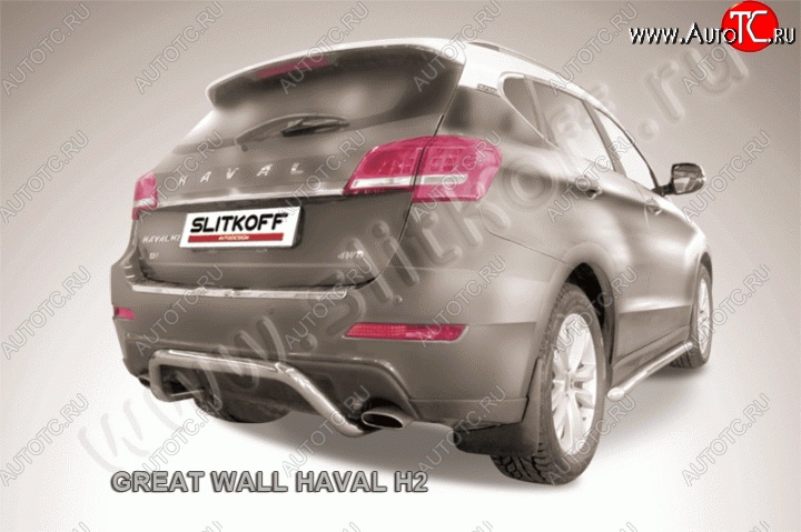 10 849 р. Защита заднего бампера диаметром 57 мм с изгибом Slitkoff Haval H2 (2014-2021) (Нержавейка, Полированная)  с доставкой в г. Керчь