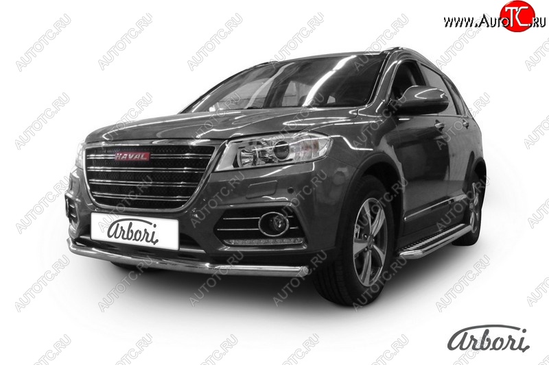 20 499 р. Защита переднего бампера Arbori (нержавейка, 1 труба d57 mm) Haval H6 дорестайлинг (2016-2019)  с доставкой в г. Керчь