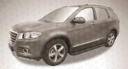 13 349 р. Алюминиевые пороги Slitkoff Optima Black Haval H6 (2013-2020)  с доставкой в г. Керчь. Увеличить фотографию 2