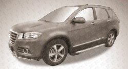 17 399 р. Алюминиевые пороги Slitkoff Standart Silver  Haval H6 (2013-2020)  с доставкой в г. Керчь. Увеличить фотографию 2