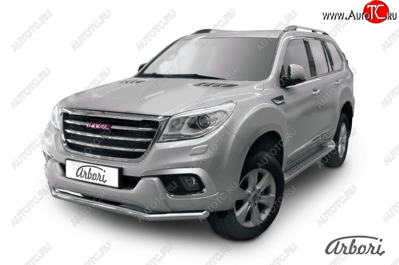 17 399 р. Защита переднего бампера Arbori (нержавейка, 1 труба d57 mm) Haval H9 дорестайлинг (2015-2017)  с доставкой в г. Керчь