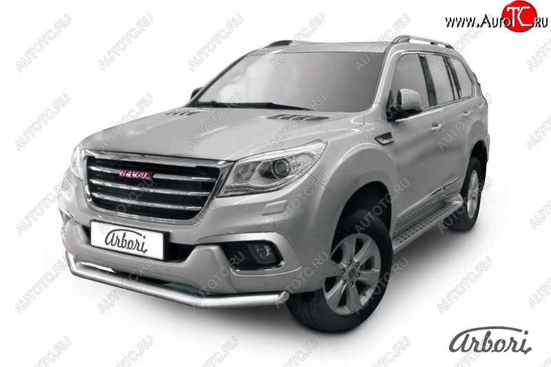 14 363 р. Защита переднего бампера Arbori (нержавейка, 1 труба d76 mm) Haval H9 дорестайлинг (2015-2017)  с доставкой в г. Керчь