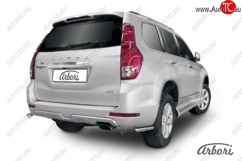 1 749 р. Защита заднего бампера Arbori (уголки, нержавейка, 1 труба d57 mm). Haval H9 дорестайлинг (2015-2017)  с доставкой в г. Керчь