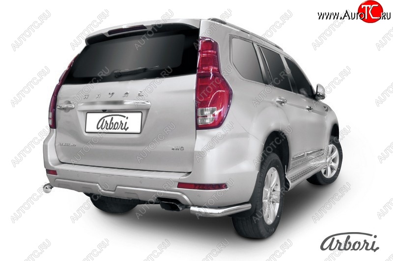 15 449 р. Защита заднего бампера Arbori (уголки, нержавейка, 1 труба d76 mm). Haval H9 дорестайлинг (2015-2017)  с доставкой в г. Керчь