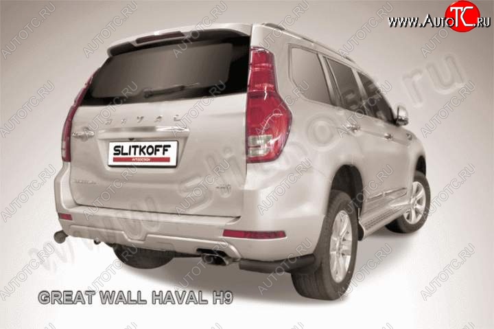 5 999 р. Защита заднего бампера из уголков d76 Slitkoff  Haval H9 (2015-2017) дорестайлинг (Цвет: серебристый)  с доставкой в г. Керчь