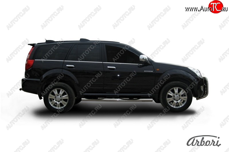 14 579 р. Защита штатных порогов Arbori (с проступью, нержавейка, d76 mm). Great Wall Hover  1-ый рестайлинг (2010-2014)  с доставкой в г. Керчь