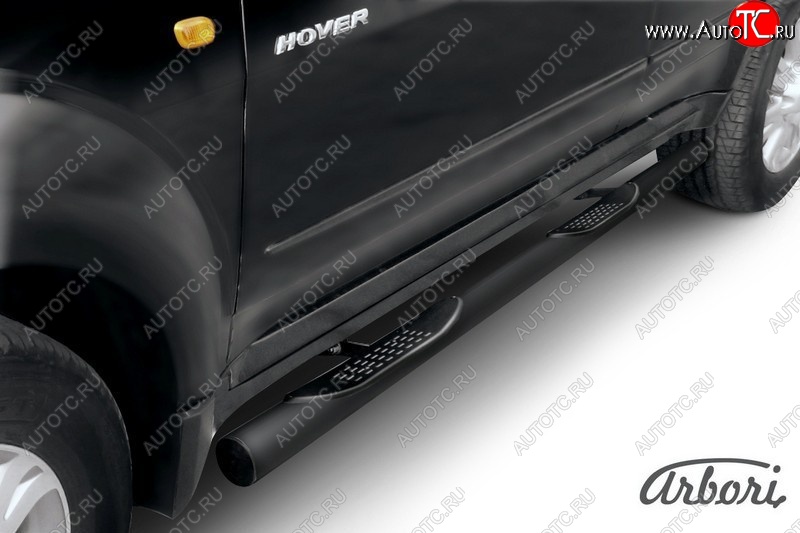 7 703 р. Защита штатных порогов Arbori (с проступью, черная, d76 mm). Great Wall Hover  1-ый рестайлинг (2010-2014)  с доставкой в г. Керчь
