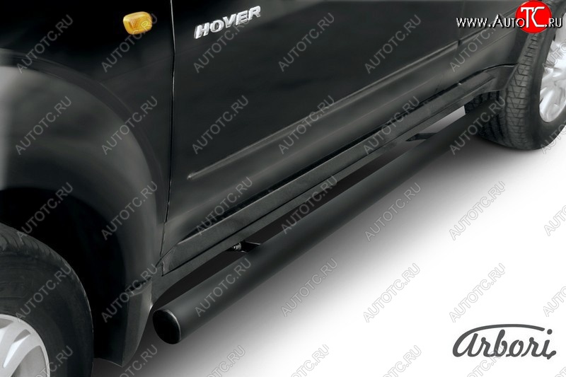 6 569 р. Защита штатных порогов Arbori (черная, d76 mm). Great Wall Hover  1-ый рестайлинг (2010-2014)  с доставкой в г. Керчь