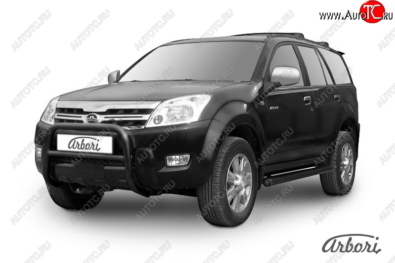 12 788 р. Защита переднего бампера Arbori (низкая, черная, 1 труба d57 mm). Great Wall Hover  1-ый рестайлинг (2010-2014)  с доставкой в г. Керчь