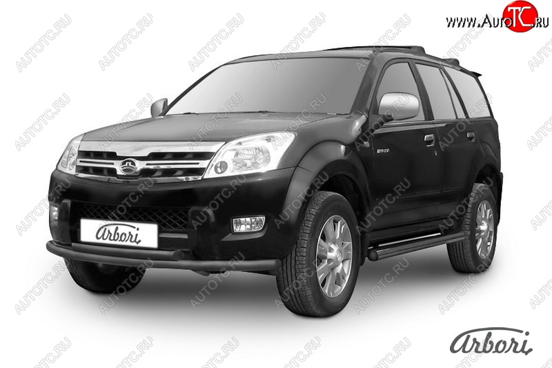6 119 р. Защита переднего бампера Arbori (черная, 2 трубы d57 и 57 mm) Great Wall Hover  1-ый рестайлинг (2010-2014)  с доставкой в г. Керчь