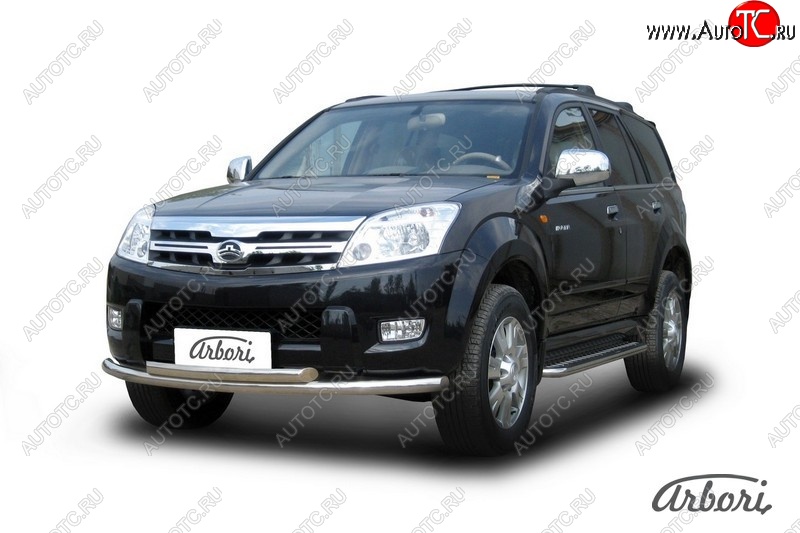 11 609 р. Защита переднего бампера Arbori (нержавейка, 2 трубы d57 и 57 mm) Great Wall Hover  1-ый рестайлинг (2010-2014)  с доставкой в г. Керчь