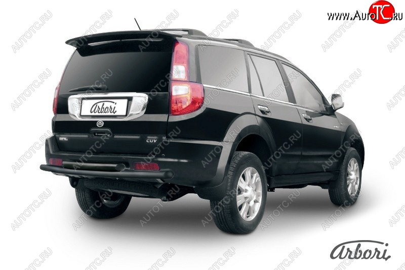 5 669 р. Защита заднего бампера Arbori (черная, 2 трубы d57 и 57 mm). Great Wall Hover  1-ый рестайлинг (2010-2014)  с доставкой в г. Керчь