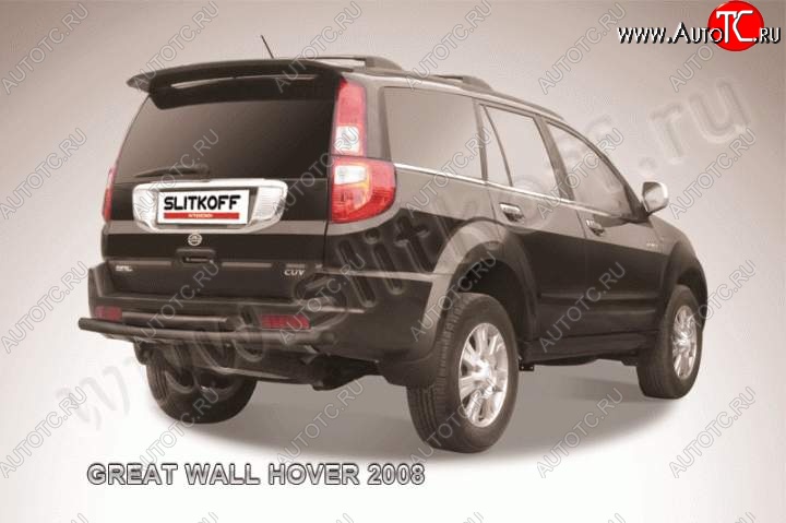 7 599 р. Защита заднего бампера Slitkoff (труба d57/d57) Great Wall Hover  1-ый рестайлинг (2010-2014) (Цвет: серебристый)  с доставкой в г. Керчь