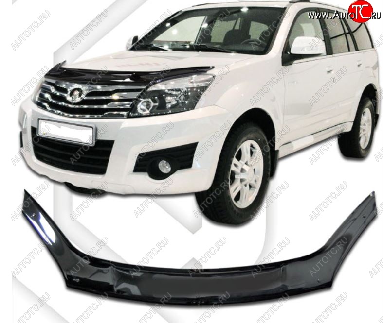 2 079 р. Дефлектор капота CA-Plastic Great Wall Hover H3  дорестайлинг (2010-2014) (серия Classic черный, Без надписи)  с доставкой в г. Керчь
