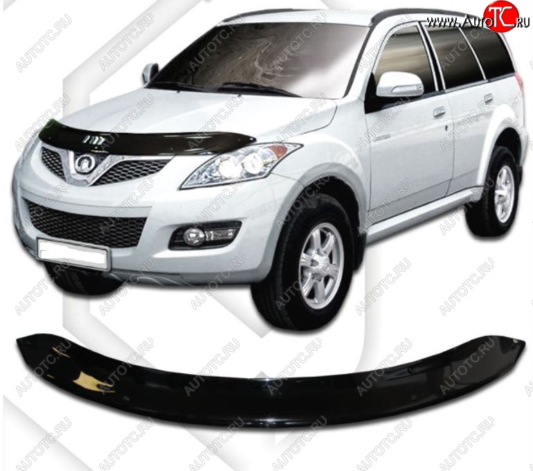 1 999 р. Дефлектор капота CA-Plastic Great Wall Hover H5 (2010-2017) (Classic черный, Без надписи)  с доставкой в г. Керчь