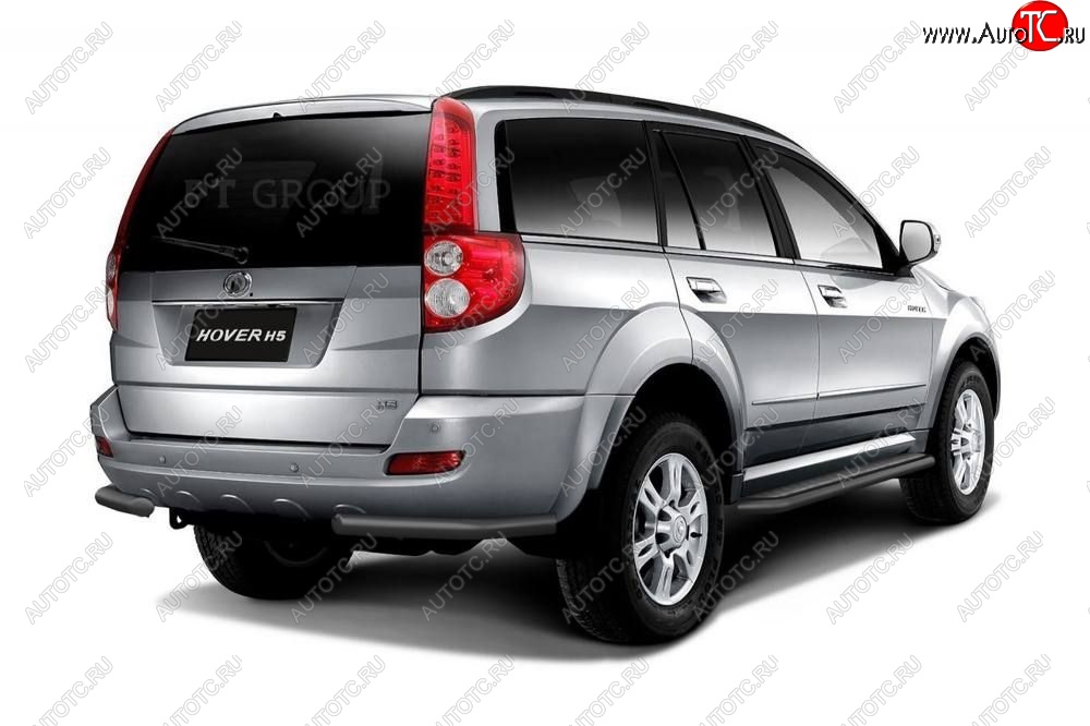 5 299 р. Защита заднего бампера Petroil Tuning (уголки, d63)  Great Wall Hover H5 (2010-2017) (Черная (шагрень))  с доставкой в г. Керчь