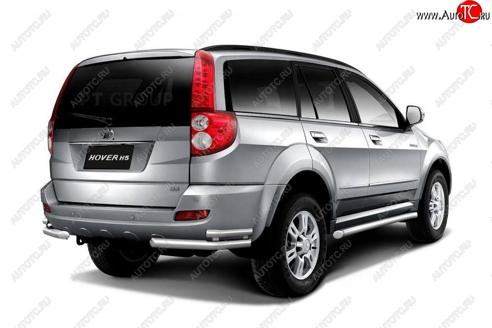 14 399 р. Защита заднего бампера Petroil Tuning (уголки двойные, d63/51)  Great Wall Hover H5 (2010-2017) (Нержавейка)  с доставкой в г. Керчь