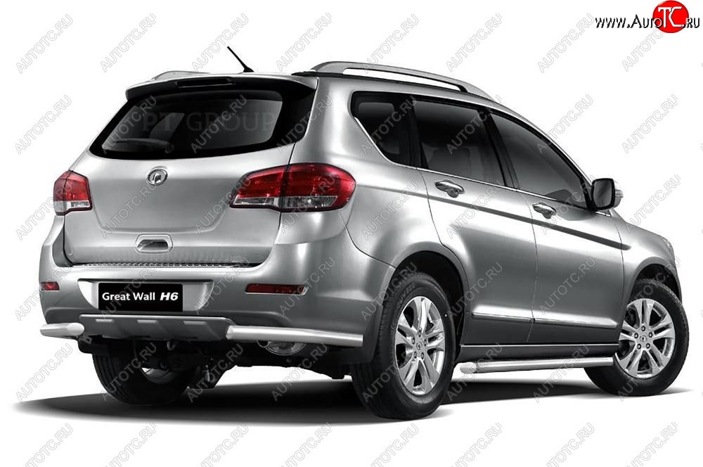 10 649 р. Защита заднего бампера Petroil Tuning (уголки, d63) Great Wall Hover H6 (2012-2016) (Нержавейка)  с доставкой в г. Керчь