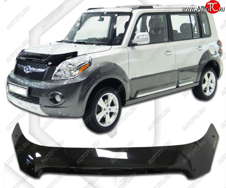 2 159 р. Дефлектор капота CA-Plastic Great Wall Hover M2 (2010-2014) (Classic черный, Без надписи)  с доставкой в г. Керчь