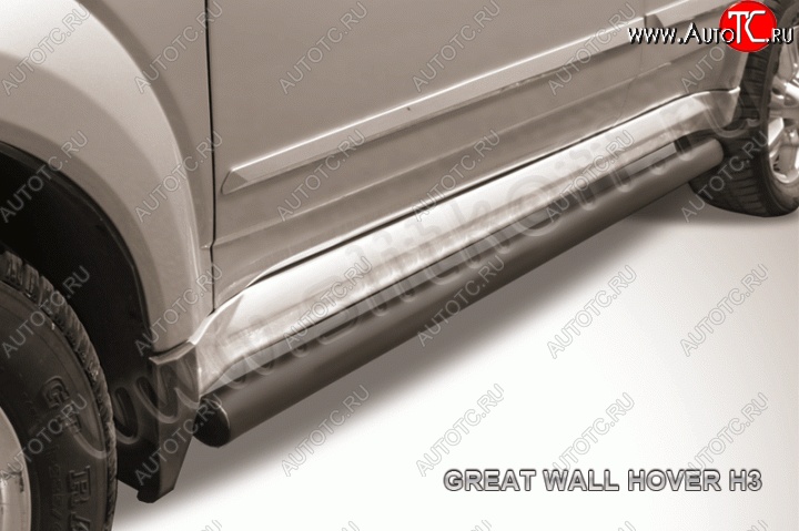 10 999 р. Защита порогов Slitkoff (труба d76)  Great Wall Hover H3 (2010-2014)  дорестайлинг (Цвет: серебристый)  с доставкой в г. Керчь