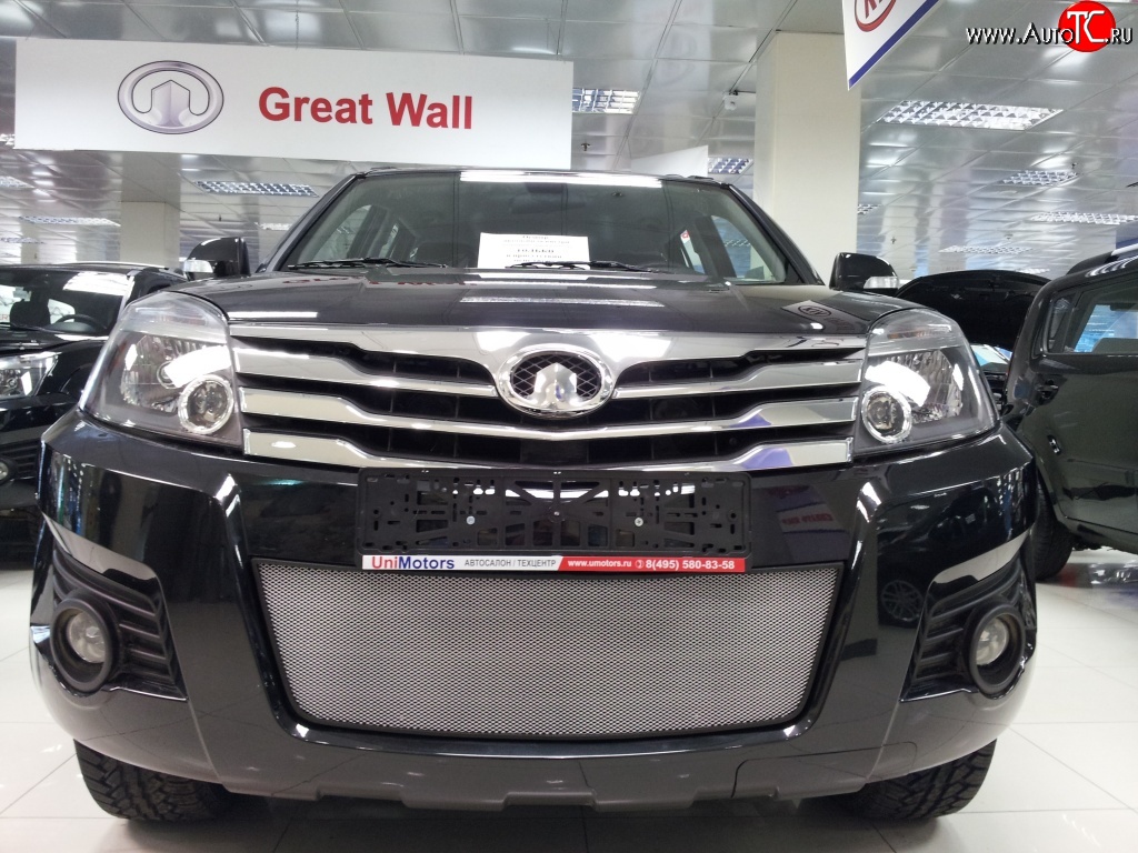 1 539 р. Сетка на бампер Russtal (хром) Great Wall Hover H3  дорестайлинг (2010-2014)  с доставкой в г. Керчь