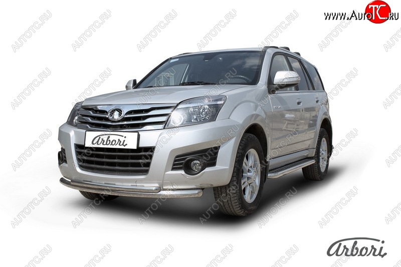 12 149 р. Защита переднего бампера Arbori (нержавейка, 2 трубы d57 и 42 mm) Great Wall Hover H3  дорестайлинг (2010-2014)  с доставкой в г. Керчь