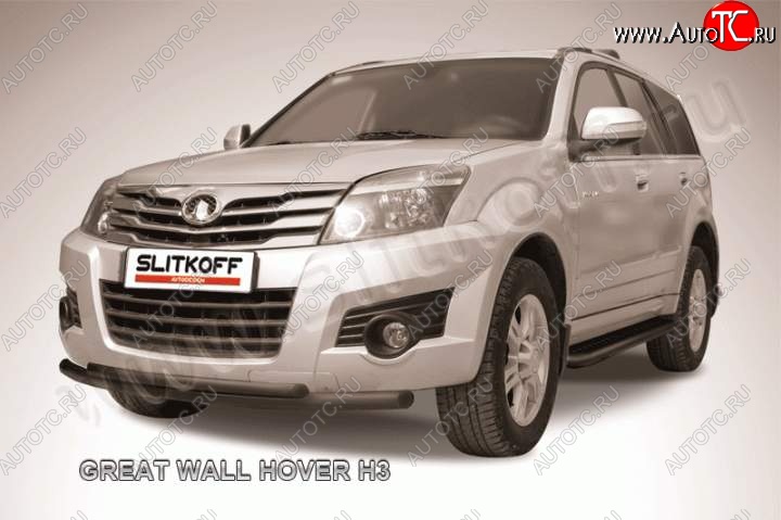 8 599 р. Защита переднего бампера из труб d57+d42 Slitkoff  Great Wall Hover H3 (2010-2014)  дорестайлинг (Цвет: серебристый)  с доставкой в г. Керчь