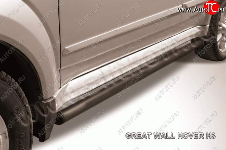 9 999 р. Защита порогов из труб d57 Slitkoff  Great Wall Hover H3 (2010-2014)  дорестайлинг (Цвет: серебристый)  с доставкой в г. Керчь