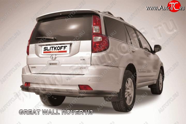 9 449 р. Защита заднего бампера из труб d57+d42 Slitkoff Great Wall Hover H3  дорестайлинг (2010-2014) (Цвет: серебристый)  с доставкой в г. Керчь