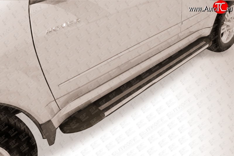 11 299 р. Алюминиевые пороги Slitkoff Luxe Black Great Wall Hover H5 (2010-2017)  с доставкой в г. Керчь