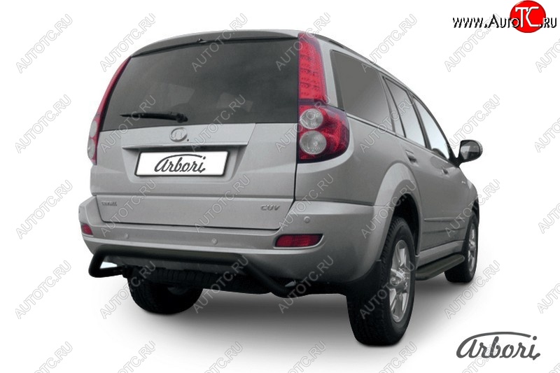5 399 р. Защита заднего бампера Arbori (скоба, черная, 1 труба d57 mm). Great Wall Hover H5 (2010-2017)  с доставкой в г. Керчь