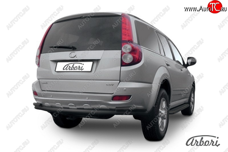 5 669 р. Защита заднего бампера Arbori (черная, 2 трубы d57 и 42 mm). Great Wall Hover H5 (2010-2017)  с доставкой в г. Керчь
