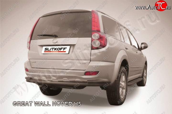 9 649 р. Защита заднего бампера из труб d57+d42 Slitkoff  Great Wall Hover H5 (2010-2017) (Цвет: серебристый)  с доставкой в г. Керчь