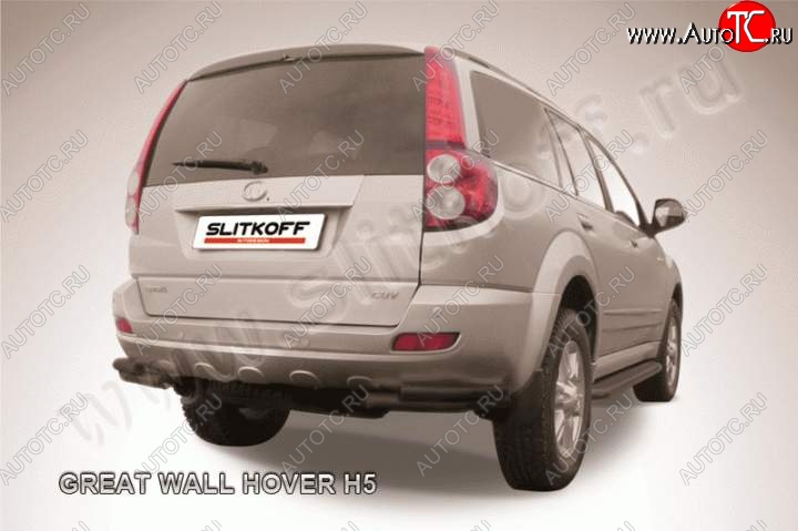 5 549 р. Защита заднего бампера из уголков d57+d42 Slitkoff (двойные)  Great Wall Hover H5 (2010-2017) (Цвет: серебристый)  с доставкой в г. Керчь