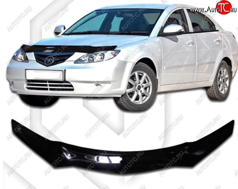 1 999 р. Дефлектор капота CA-Plastic Haima 3 HMC7185A седан (2010-2013) (Classic черный, Без надписи)  с доставкой в г. Керчь