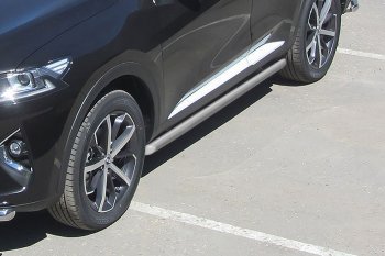  Защита порогов (Ø57 мм, с полимерным покрытием) Slitkoff Haval F7 - F7x (цвет: серебро)