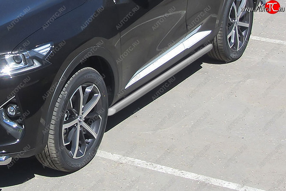 8 499 р.  Защита порогов (Ø57 мм, с полимерным покрытием) Slitkoff  Haval F7 - F7x (цвет: серебро)  с доставкой в г. Керчь