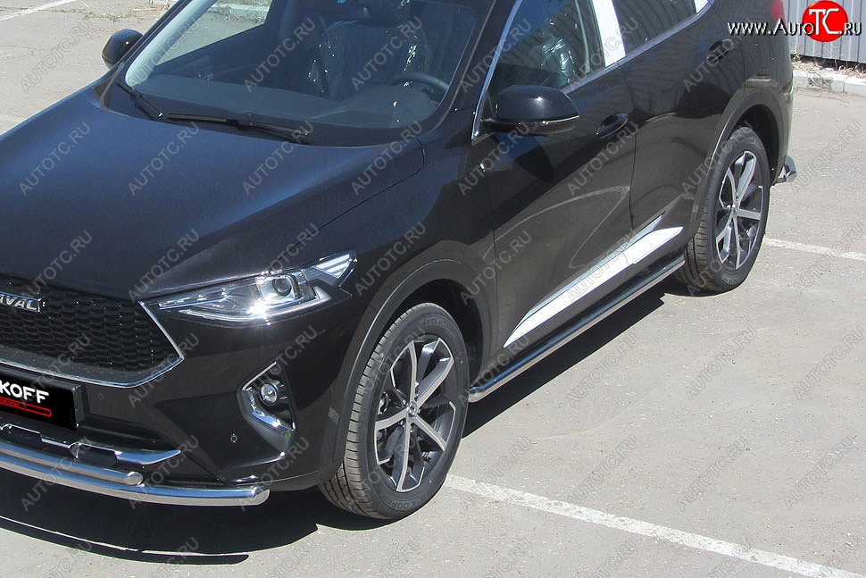 11 999 р. Защита порогов (Ø57 мм, нержавейка) Slitkoff  Haval F7 - F7x  с доставкой в г. Керчь