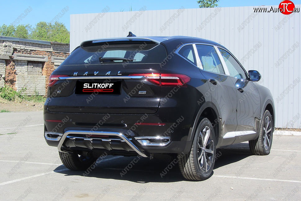 15 549 р. Защита заднего бампера (Ø42 мм, нержавейка) Slitkoff  Haval F7 - F7x  с доставкой в г. Керчь