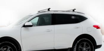 Рейлинги крыши АПС Haval F7 (2018-2024)  дорестайлинг, рестайлинг (Серебристые, c серыми поперечинами, L1300)