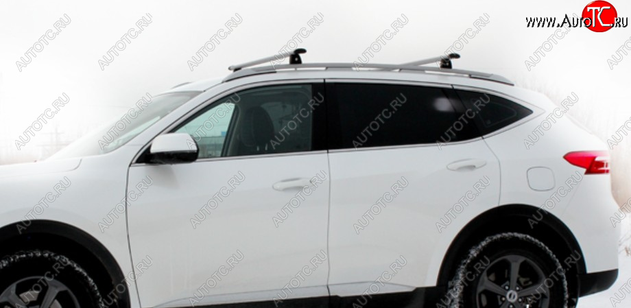 11 849 р. Рейлинги крыши АПС  Haval F7 (2018-2024)  дорестайлинг, рестайлинг (Серебристые, c серыми поперечинами, L1300)  с доставкой в г. Керчь